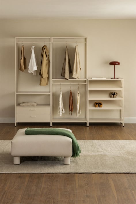 Armoire modulaire ouverte Janine 3 pièces avec étagère à chaussures basse en acier