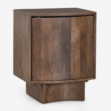 Table De Chevet En Bois Atlanta 40x35 Cm Poignée En Bois Foncé - Sklum