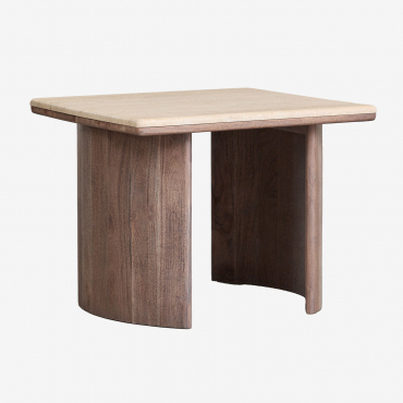 Table D'appoint Casilda En Travertin Et Bois D'acacia Travertine & 55 X 55 X 45 Cm - Sklum