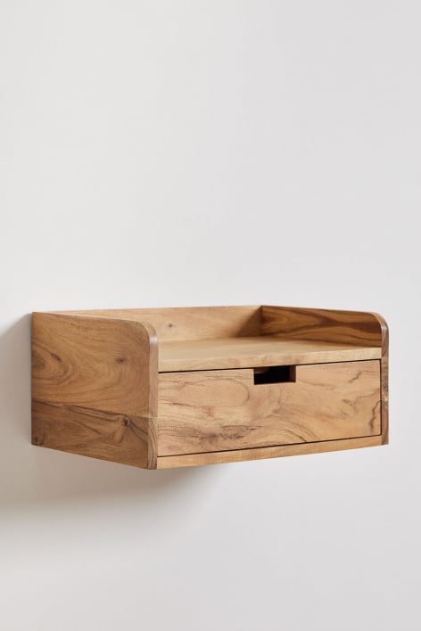 Pack de 2 tables de chevet flottantes rectangulaires 45x30 cm en bois d'acacia Narbona