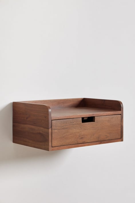 Pack de 2 tables de chevet flottantes rectangulaires 45x30 cm en bois d'acacia Narbona - Brun Acacia foncé