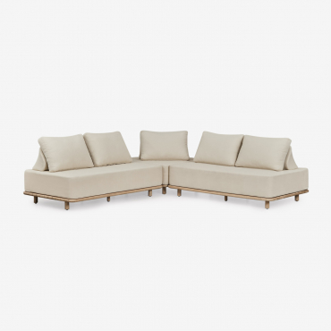 Ensemble De Salon Modulaire 3 Pièces Portet Acacia Avec Canapé D'angle Blanc Gardenia - Sklum