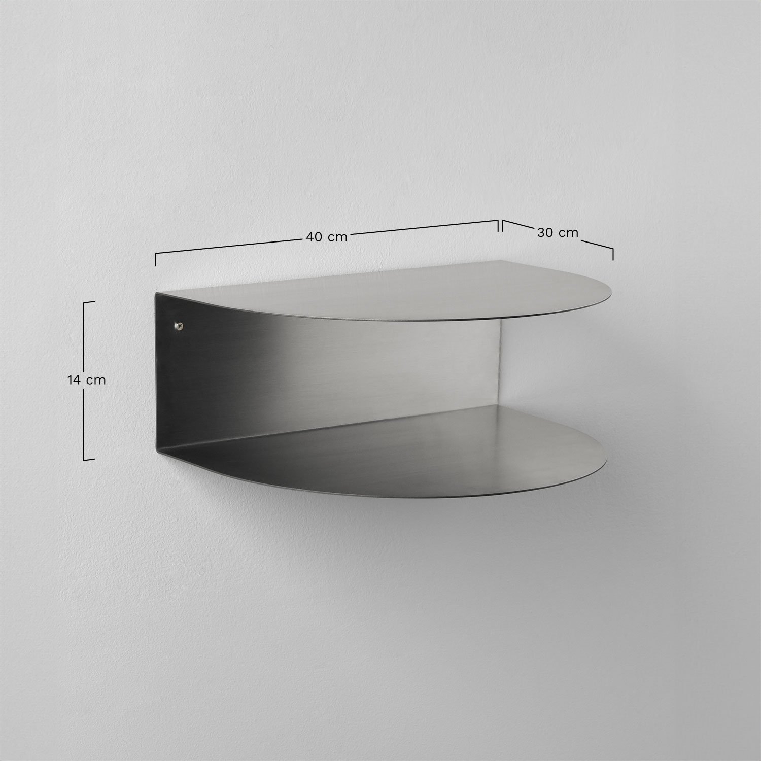 Table de chevet flottante en acier inoxydable Taifa, mesures