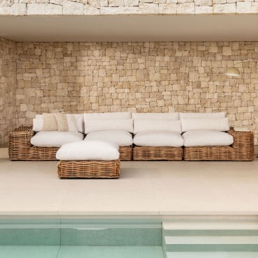 Canapé De Jardin Modulable 4 Pièces Et Pouf Milu Naturel - Sklum