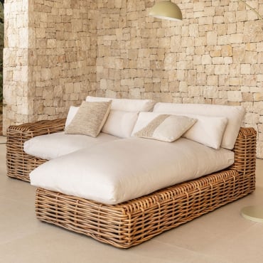 Canapé De Jardin Avec Méridienne Droite Modulable 2 Pièces Milu Naturel - Sklum