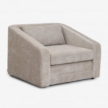 Fauteuil-lit En Tissu Bouclé Dalila Bouclé Brun Blé - Sklum