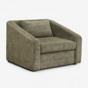 Fauteuil-lit En Tissu Bouclé Dalila Bouclé Vert Militaire - Sklum