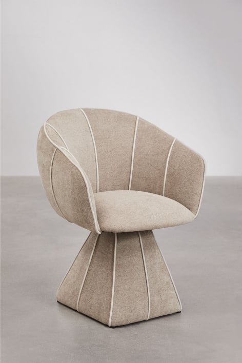 Pack de 2 chaises de salle à manger pivotantes rembourrées Tallin - Chenille Brun Blé