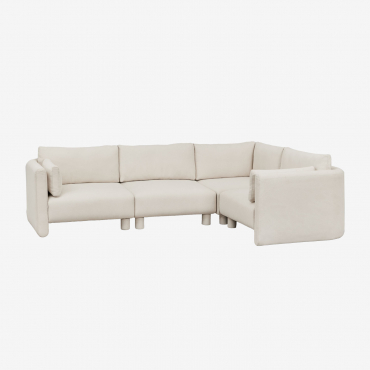 Canapé D'angle Droit Modulable 4 Pièces En Tissu Bouclé Artemisa Bouclé Beige Crème - Sklum