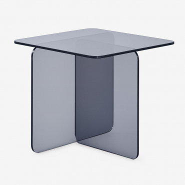 Table D'appoint Carrée Eliana 50x50 Cm En Verre Trempé Noir - Sklum