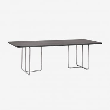 Table À Manger Rectangulaire En Mdf Et Acier Inoxydable Tento Placage De Frêne Noir & 240 X 100 Cm - Sklum