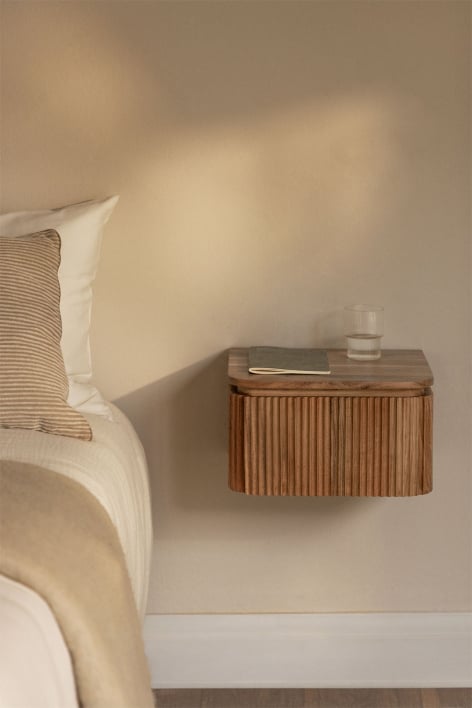 Table de chevet flottante rectangulaire 35x30 cm en bois d'acacia Biljandi