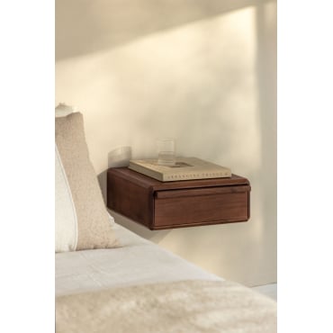 Table de chevet flottante 40x30 cm en bois d'acacia Nordilan