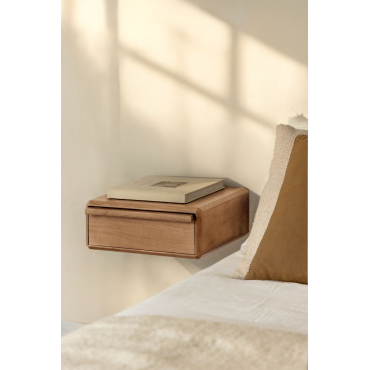 Table De Chevet Flottante Murale Avec LED RGB - 2 étagères, Cadre Métal/plateau Bois - Pour Petits Espaces (40x30 Cm)
