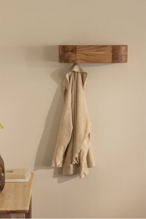 Porte-manteau mural en bois d'acacia Frigia - Acacia Rustique Marron