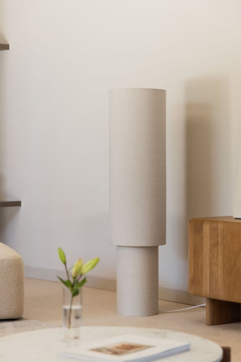 Lampadaire Gioura en lin et fer - Beige Lin