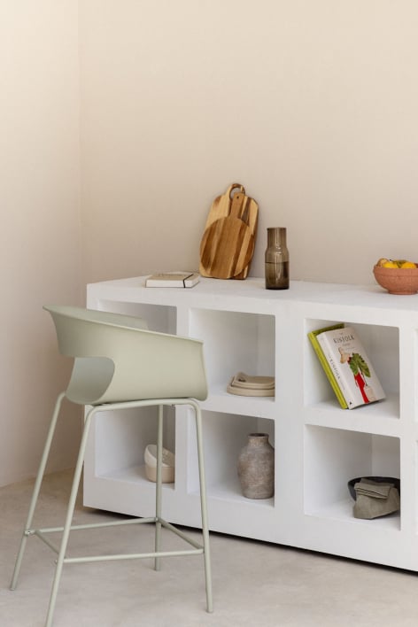 Tabouret haut de jardin 65 cm en polypropylène et acier vert sauge Alanys - Vert Sauge