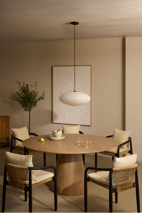 Table à manger ronde en bois Aura - Placage de frêne