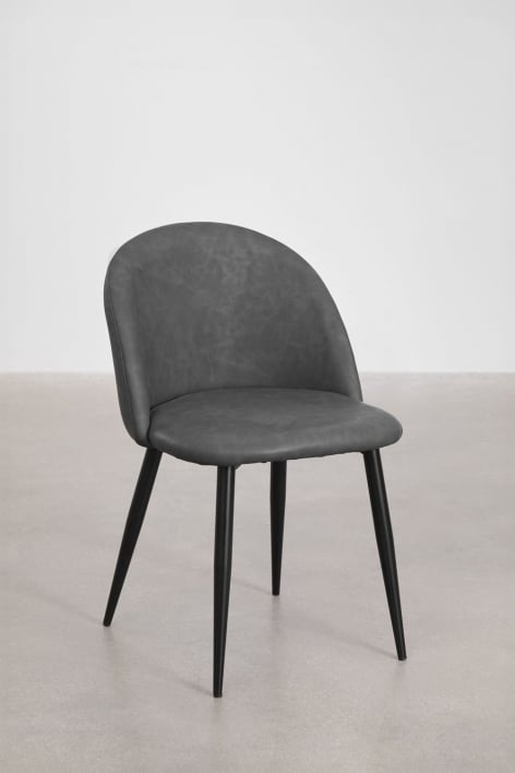 Pack de 2 chaises de salle à manger rembourrées en similicuir Kana - Gris Anthracite
