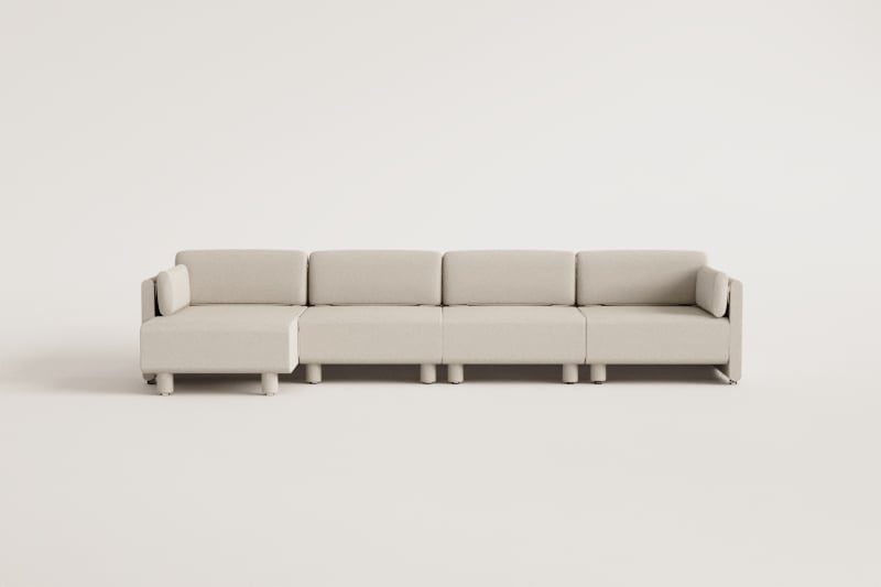 Canapé modulable 4 pièces avec méridienne gauche en tissu bouclé Artemisa