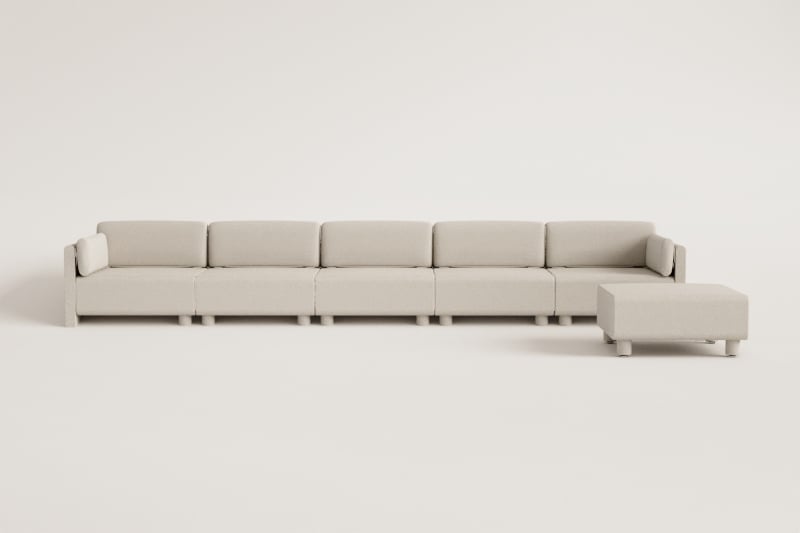 Canapé et pouf modulables 5 pièces en tissu bouclé Artemisa