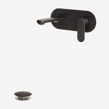 Ensemble De Robinet De Lavabo À Encastrer En Laiton Alameda Et Robinet De Vidange De Lavabo De Type Orveta Click-clack Noir Mate & Soupape - Sklum