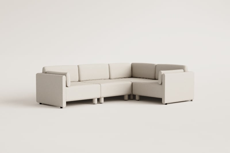 Canapé d'angle droit modulable 4 pièces en tissu bouclé Artemisa