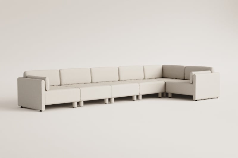 Canapé d'angle droit modulable 6 pièces en tissu bouclé Artemisa
