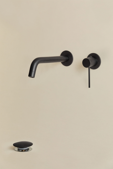 Ensemble de robinetterie de lavabo encastrée en laiton Orveta et bonde de lavabo Click-Clack en acier inoxydable et laiton - Noir Mate