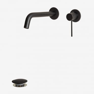 Ensemble De Robinetterie De Lavabo Encastrée En Laiton Orveta Et Bonde De Lavabo Click-clack En Acier Inoxydable Et Laiton Noir & Soupape - Sklum