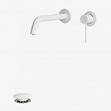 Ensemble De Robinetterie De Lavabo Encastrée En Laiton Orveta Et Bonde De Lavabo Click-clack En Acier Inoxydable Et Laiton Blanc & Soupape - Sklum