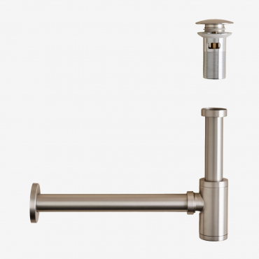 Ensemble De Siphon D'évier Et Robinet De Vidange Bibur En Inox Pour Évier Orveta Type Click-clack Gris Chromé & Soupape Avec Trop-plein - Sklum