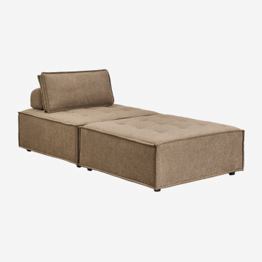 Ensemble De Salon Avec Fauteuil Et Pouf En Tissu Vermont Tissu Brun Sable - Sklum