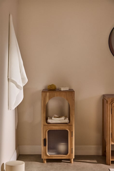 Étagère de salle de bain en bois d'acacia et verre Massilia