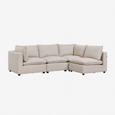 Canapé Modulable 4 Pièces Daniela Tissu Beige Crème - Sklum