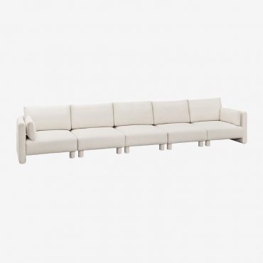 Canapé Modulable 5 Pièces En Tissu Bouclé Artemisa Bouclé Beige Crème - Sklum