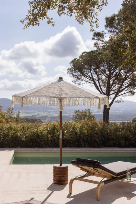 Parasol Tongariki en teck et coton