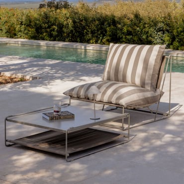 Ensemble De Jardin Amaro Avec Fauteuil Convertible Et Table D'appoint Tapioca Beige - Brun Moka - Sklum