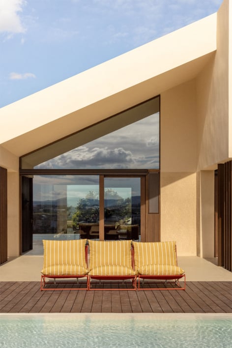 Canapé modulaire de jardin 3 pièces Amaro - Jaune miel - Rouge Argile