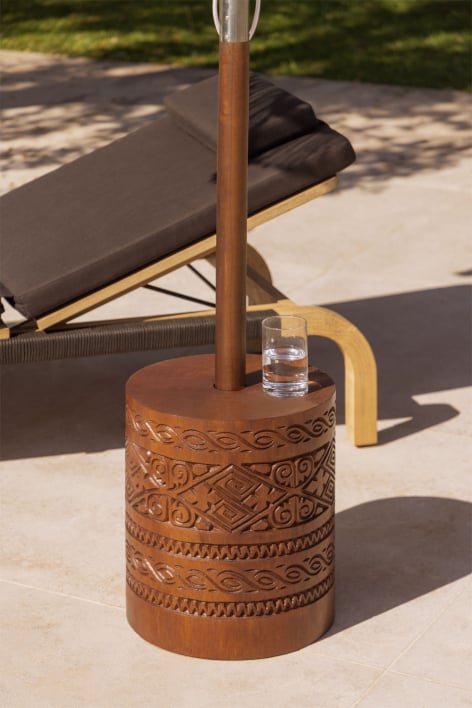 Pied de parasol rond 35Ø cm en bois Ainsa