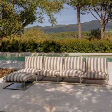 Canapé Modulaire De Jardin 4 Pièces Et Pouf Convertible Amaro Tapioca Beige - Brun Moka - Sklum
