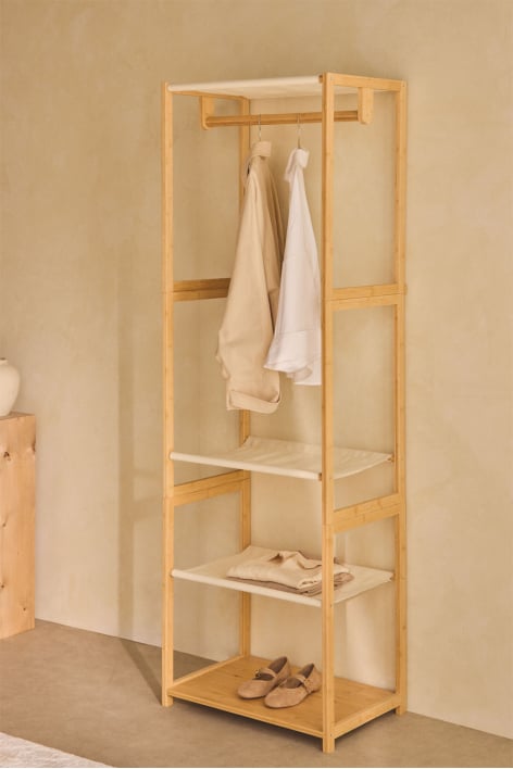 Armoire ouverte Deneb avec étagères en bambou