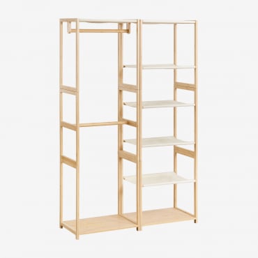 Armoire Modulaire Ouverte En Bambou Deneb 2 Pièces Avec Étagères Et Portant Naturel - Sklum