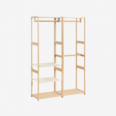 Armoire Modulaire Ouverte En Bambou Deneb 2 Pièces Avec Étagères Et Portant Naturel - Sklum