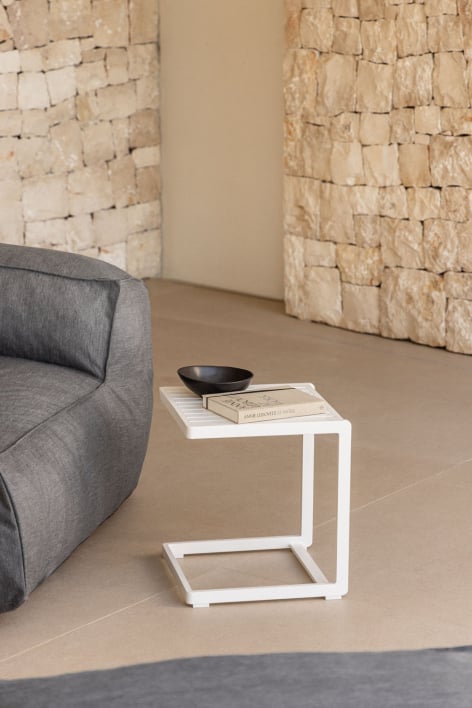 Table d'appoint carrée pour jardin 40x40 cm en aluminium Dulem