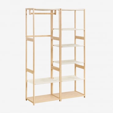 Armoire Modulaire Ouverte Deneb Bamboo 2 Pièces Avec Étagères, Support Et Portant À Vêtements Naturel - Sklum