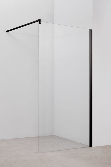 Paroi de douche fixe 100x195 cm, verre trempé transparent 8 mm et aluminium noir mat Bristol