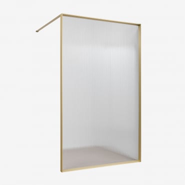 Paroi De Douche Fixe En Verre Trempé De 5 Mm Et Aluminium Trafalgar Or Brossé & Cannelé Transparent & 120 X 195 Cm - Sklum