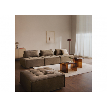 Canapé modulable 3 pièces et pouf en tissu Vermont