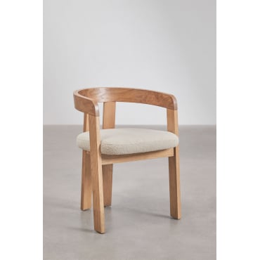 Pack de 4 chaises de salle à manger avec accoudoirs en bois et rembourrées Yvone